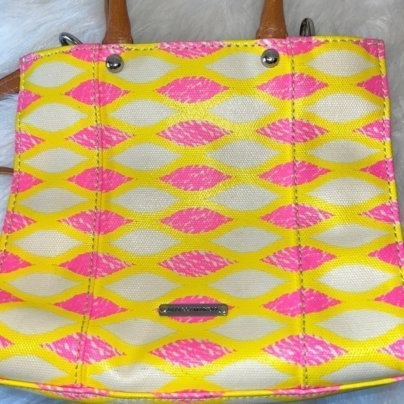 Rebecca Minkoff colorful yellow/pink mini crossbody bag purse designer rare HTF - Picture 2 of 16